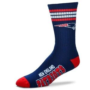Super Bowl 2026 New England Patriots Logo 4 Stripe Crew Socks NFL Football Large